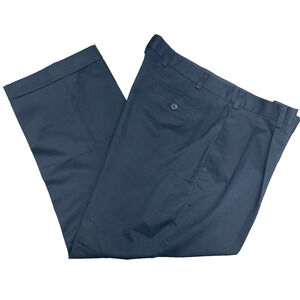 Jos A Bank Travelers Men's 40x32 (FITS 40x26) Cotton Navy Chinos Pleated Cuffed